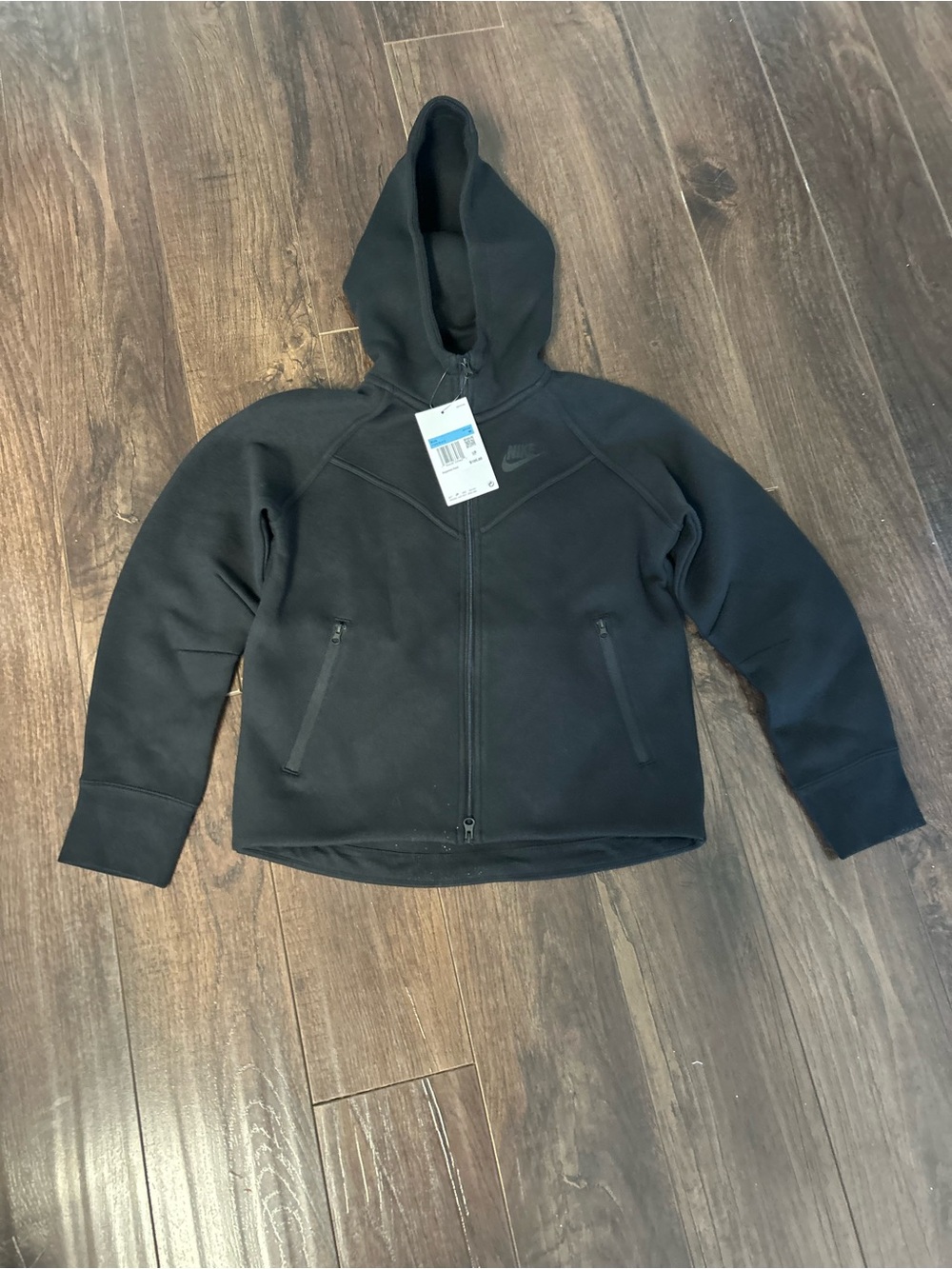 Nike Kids Black Full-Zip Tech Hooded Jacket